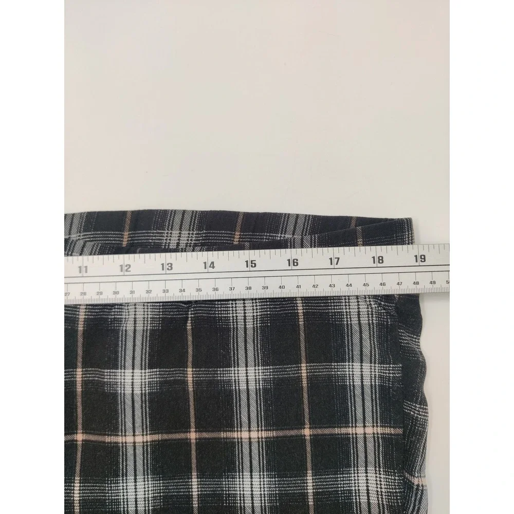 Rue+ Womens 3X Black White Plaid Exposed Zipper High Rise Leggings Ankle Pants